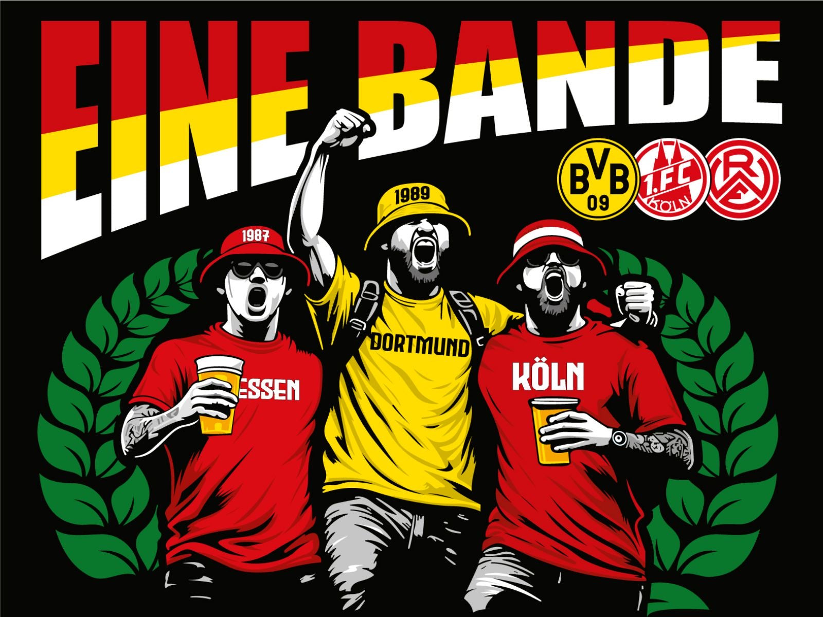 1. FC Köln - Borussia Dortmund - Rot-Weiss Essen - flagge - 2 x 1,5 m
