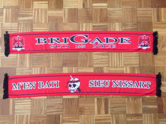 Écharpe Rare, Foot, OGC Nice : Brigade Populaire Sud, Vintage, Ro Écharpe Rare, Foot, OGC Nice : Brigade Populaire Sud, Vintage, Ro